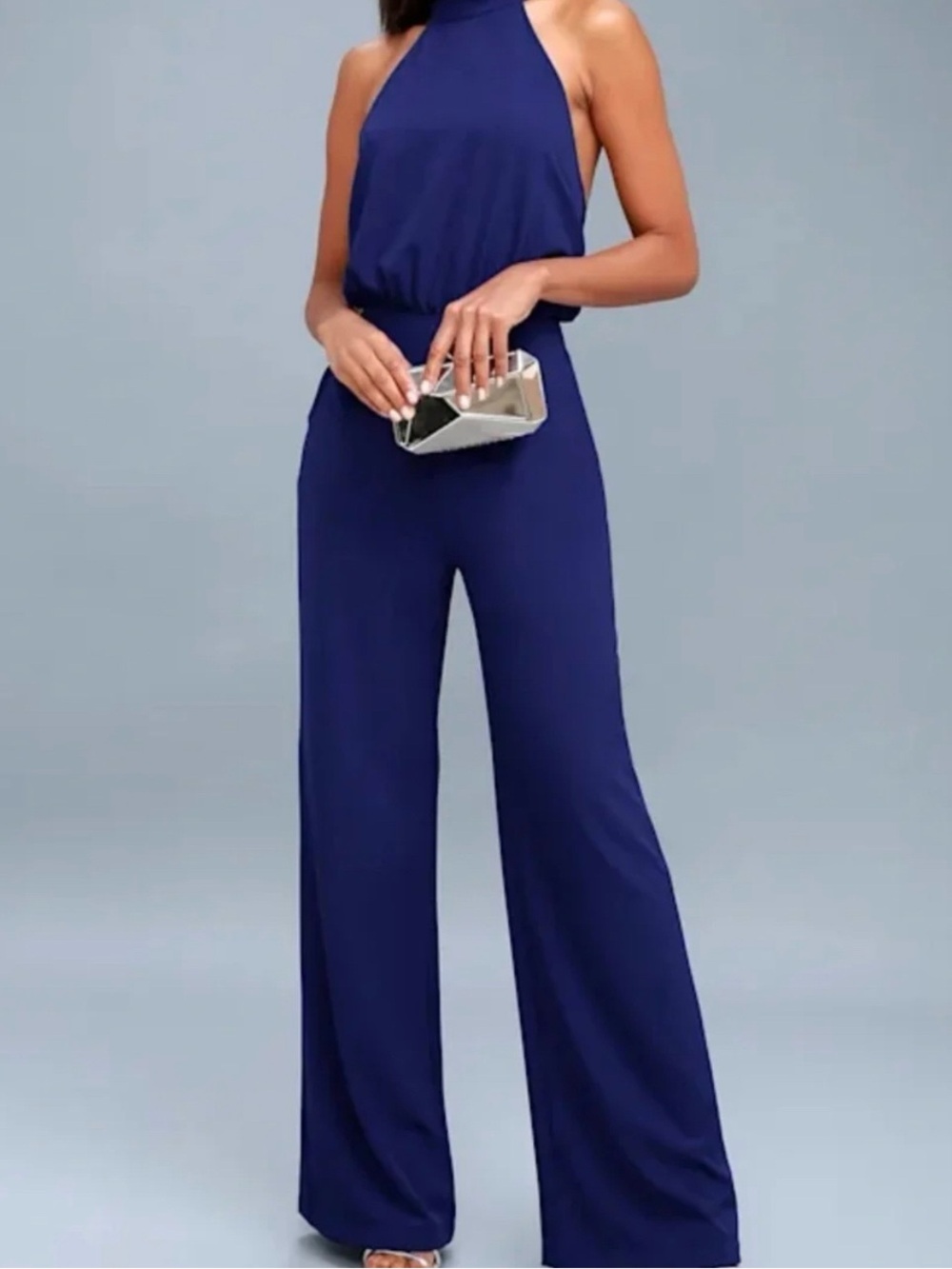Lulus Moment For Life Royal Blue Halter Jumpsuit Size M 🆕